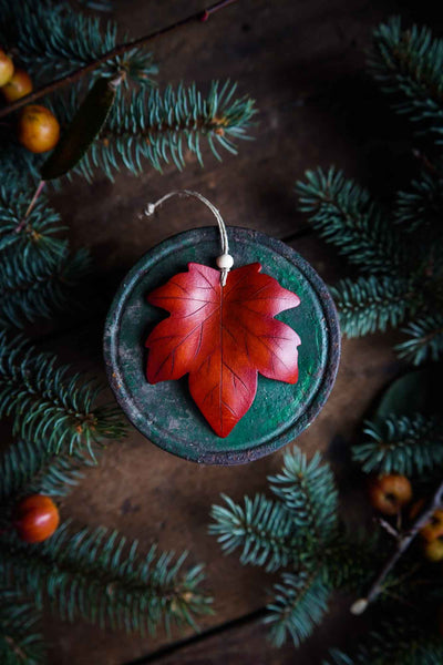 Maple Leaf Large Leather Ornament