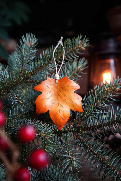 Maple Leaf Large Leather Ornament