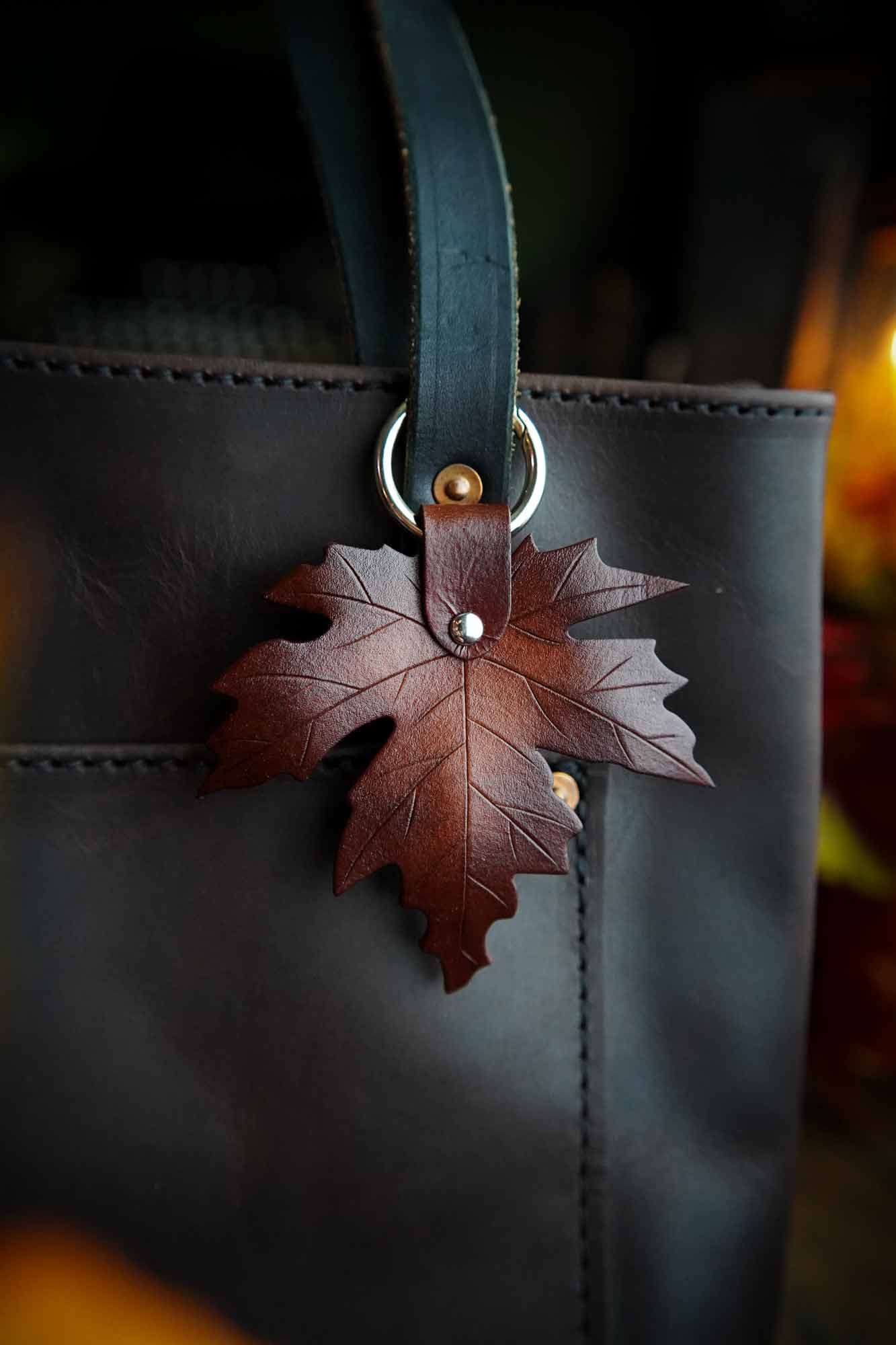 Maple Leaf Leather Bag Charm