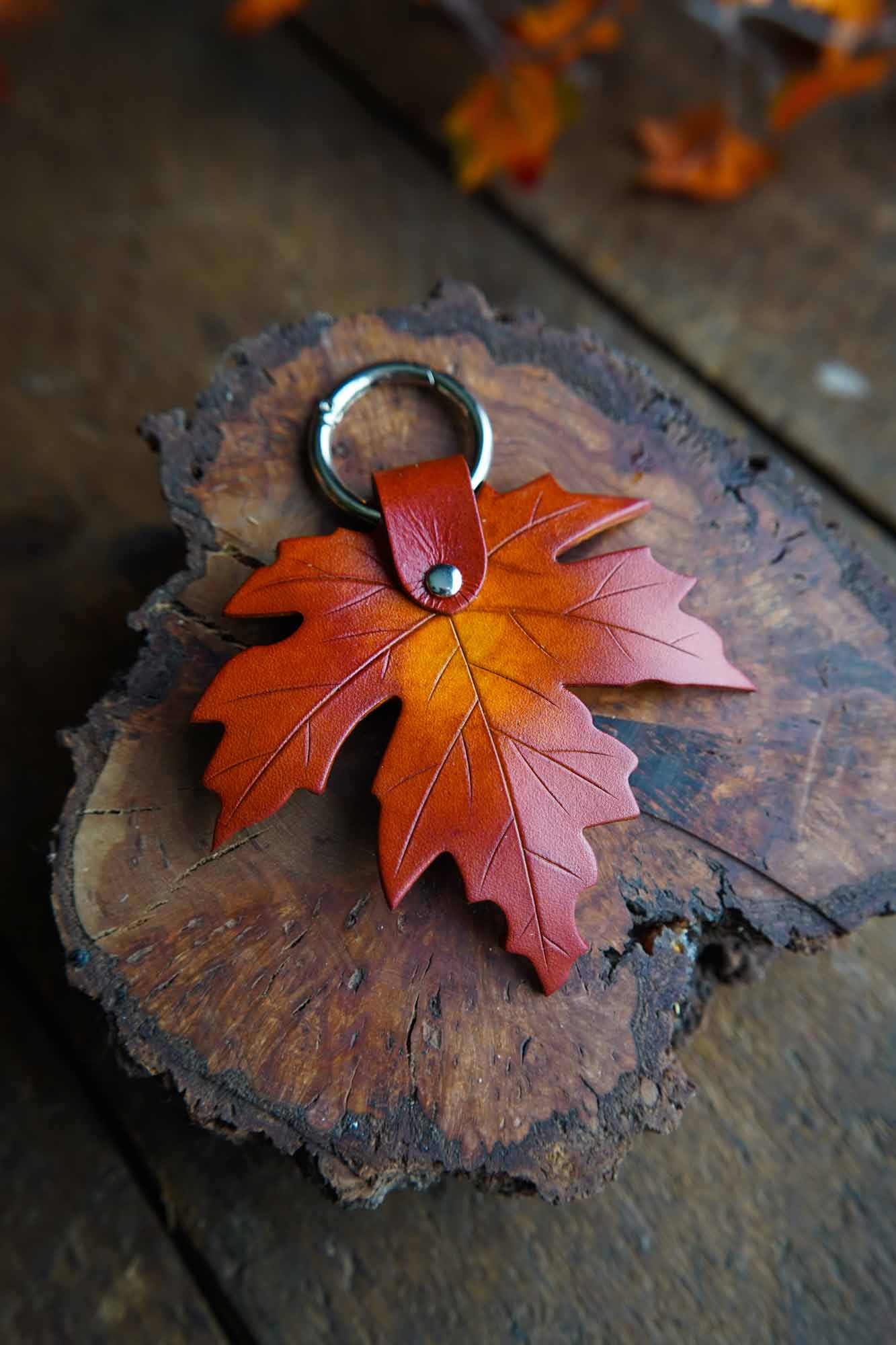 Maple Leaf Leather Bag Charm