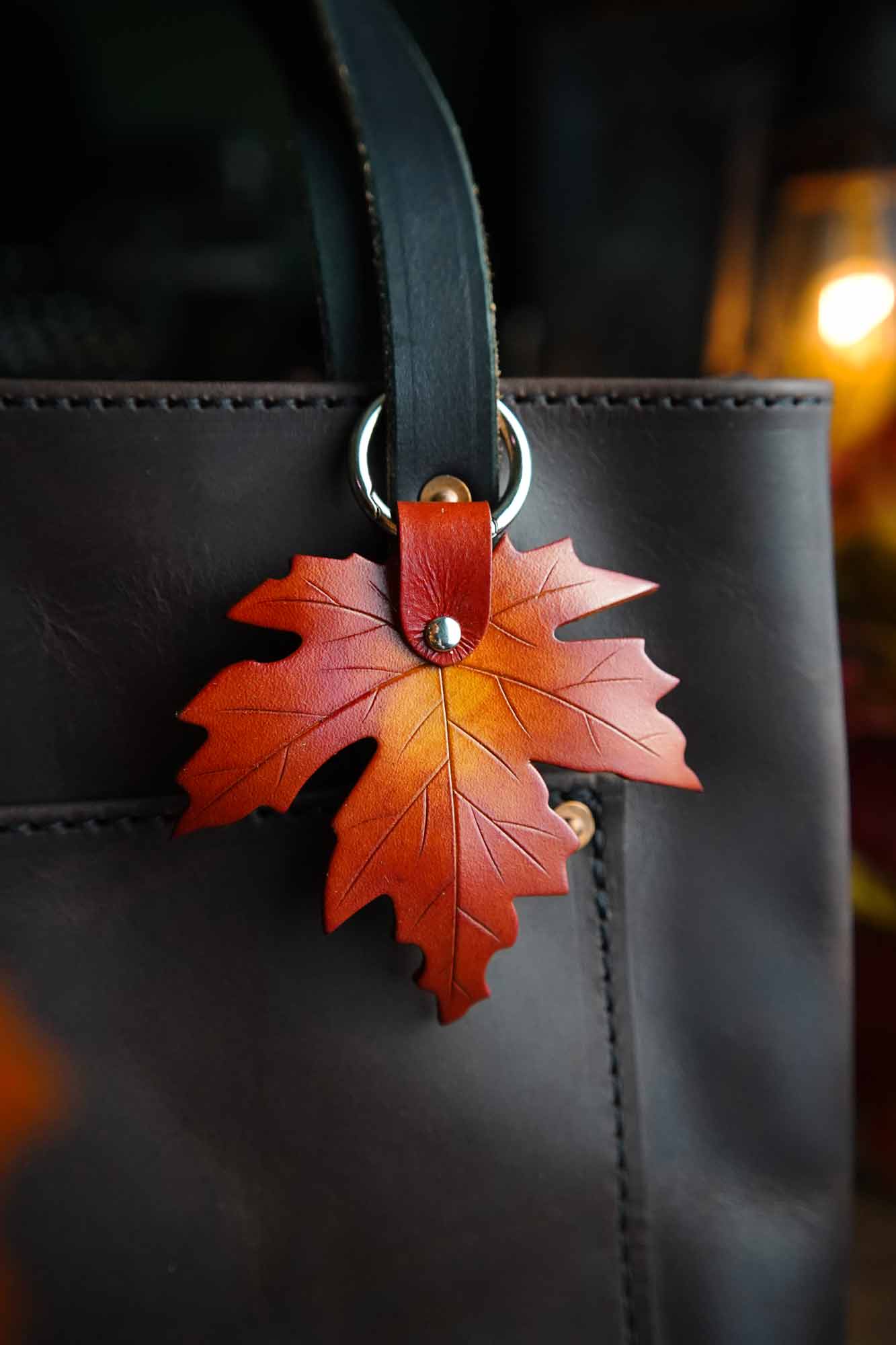 Maple Leaf Leather Bag Charm