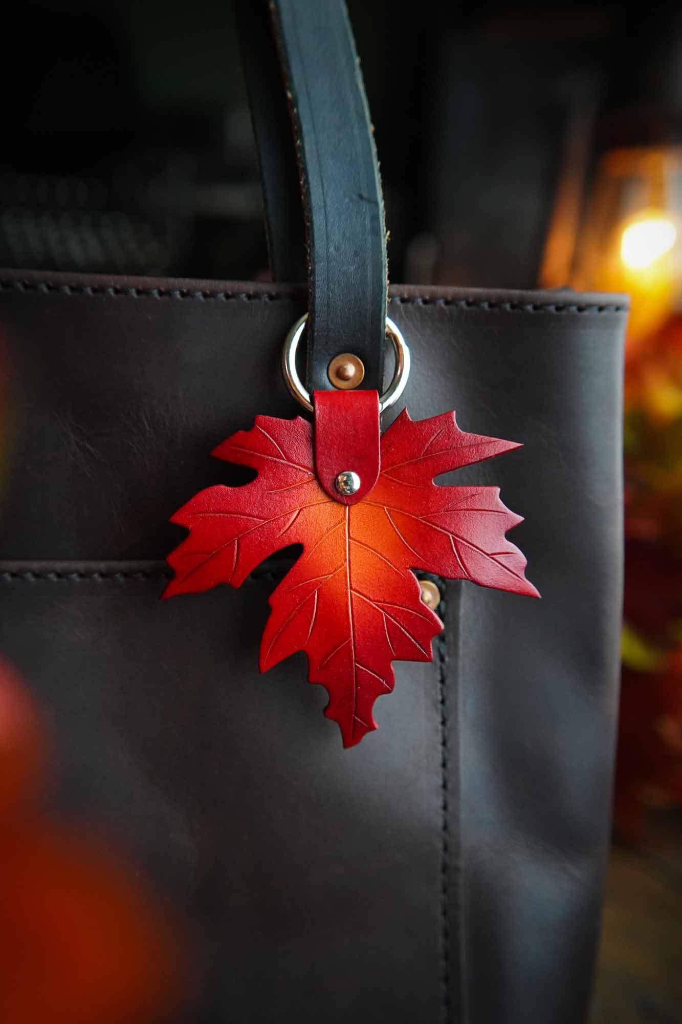 Maple Leaf Leather Bag Charm