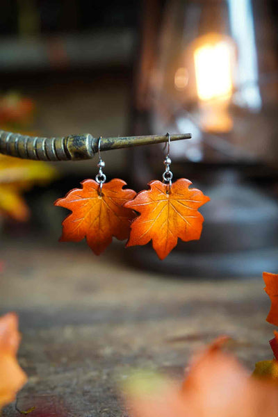 Maple Leaf Leather Earrings