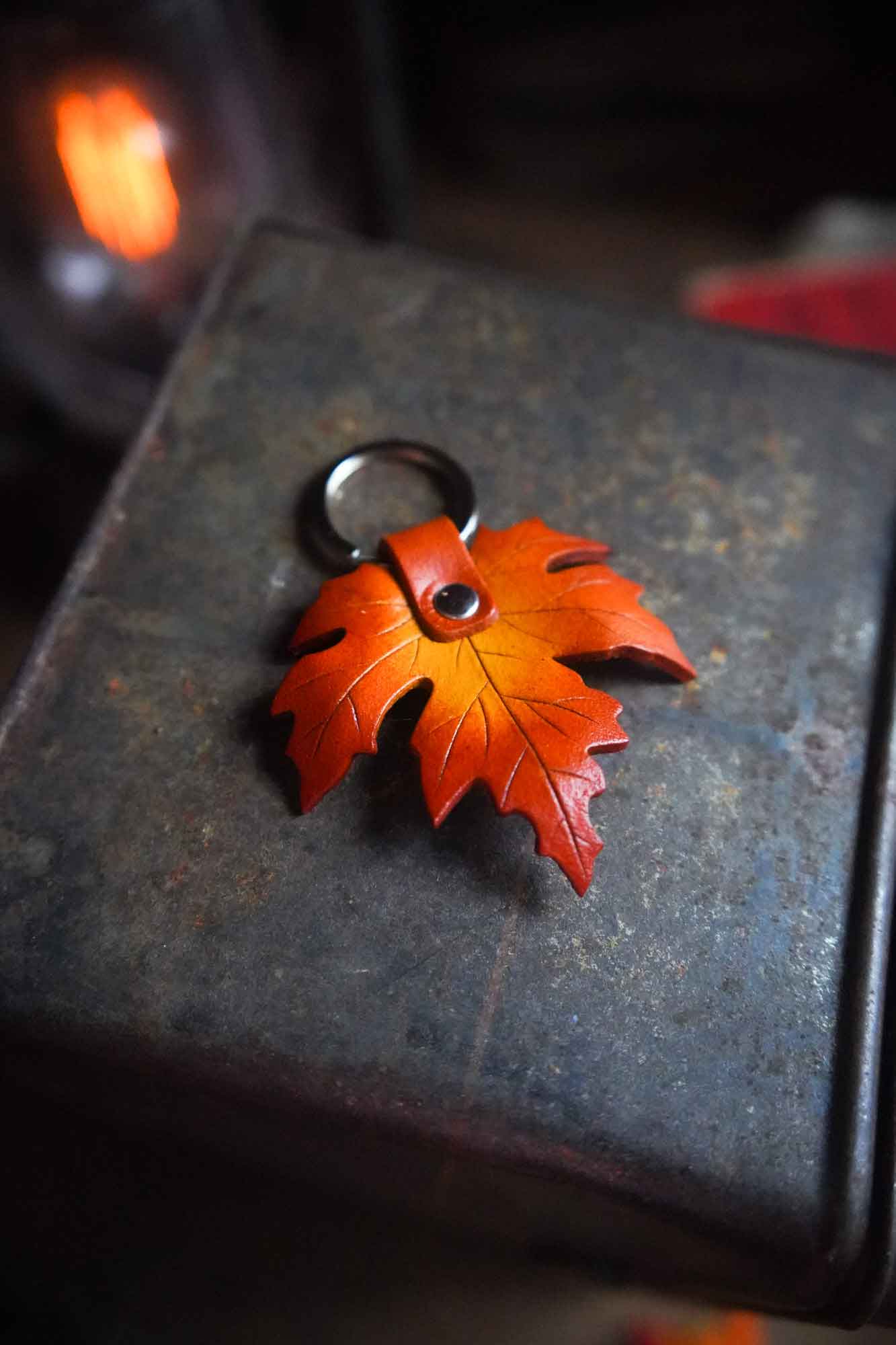 Maple Leaf - Leather Keychain