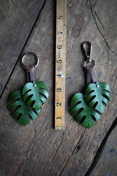 Monstera Leather Bag Charm or Keychain