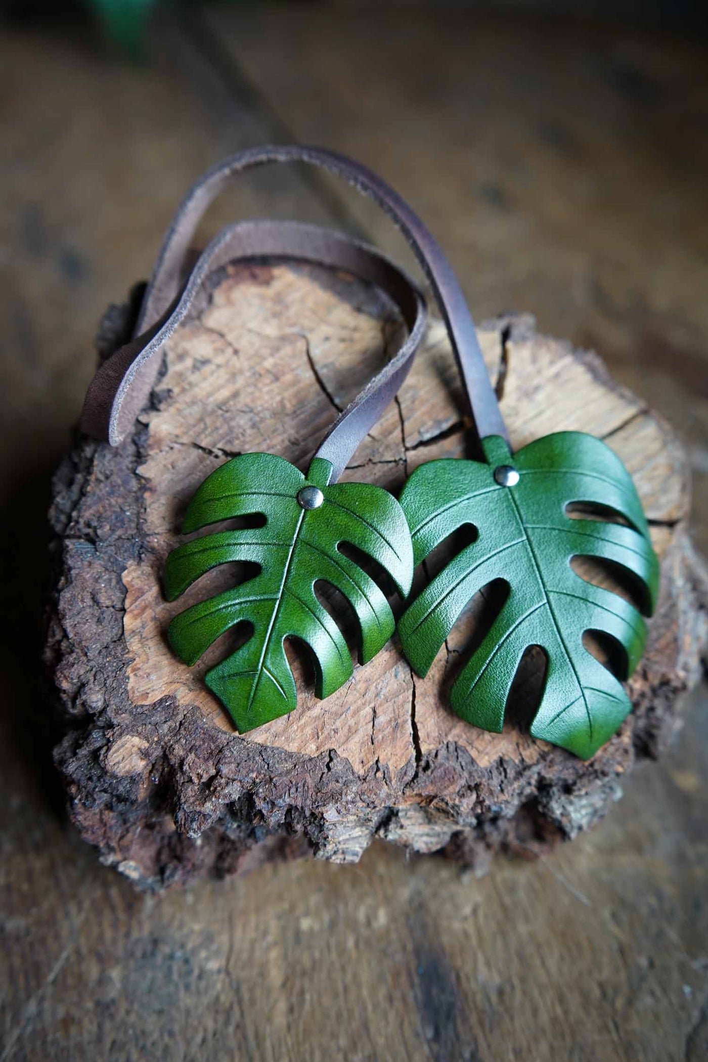 Monstera Leaf Leather Bag Charm