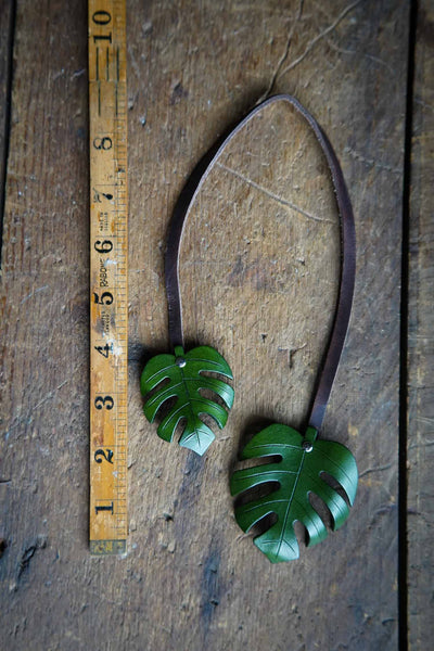 Monstera Leaf Leather Bag Charm