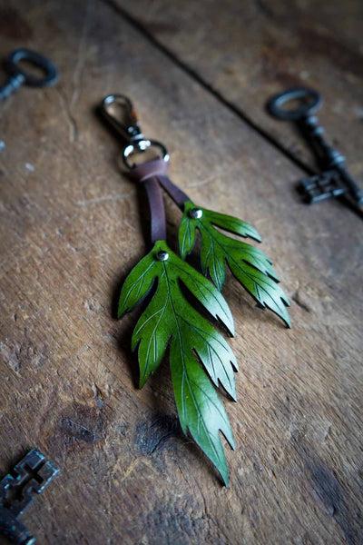 Mugwort Leather Bag Charm or Keychain