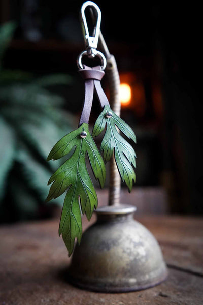 Mugwort Leather Bag Charm or Keychain