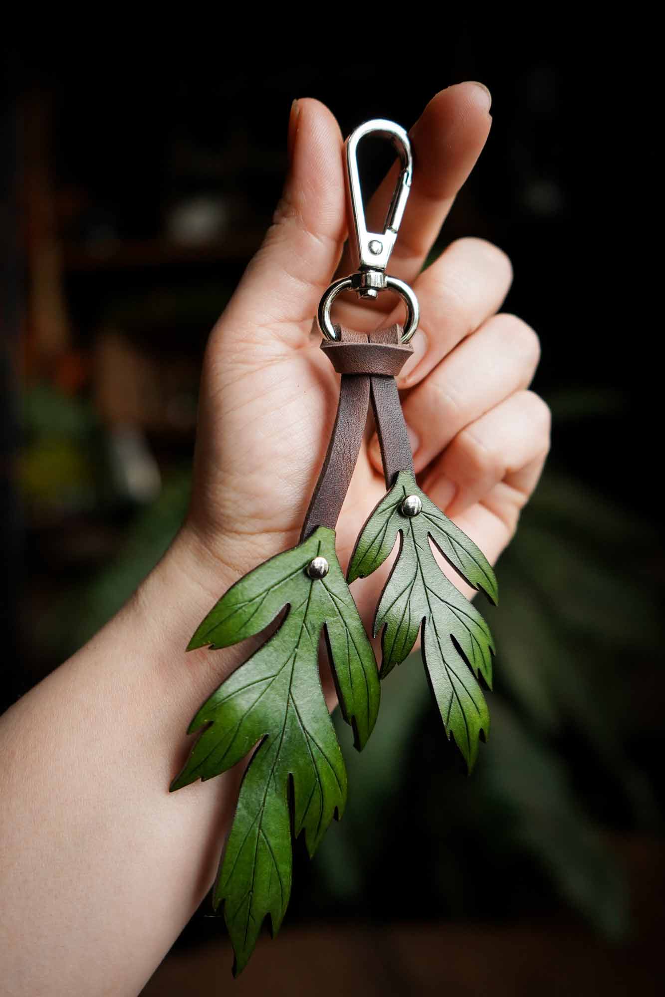 Mugwort Leather Bag Charm or Keychain