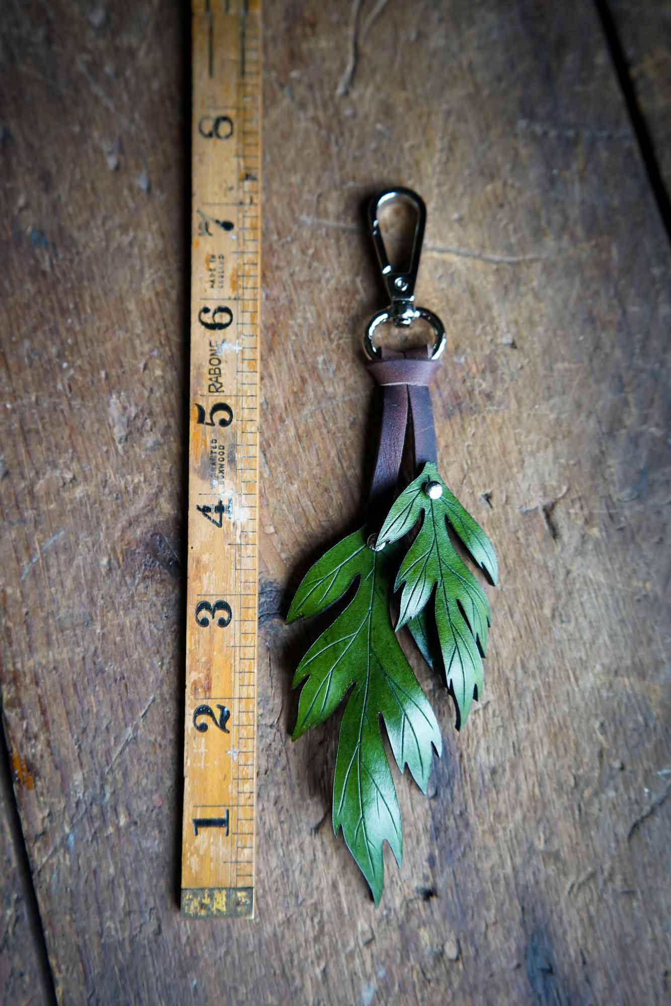 Mugwort Leather Bag Charm or Keychain