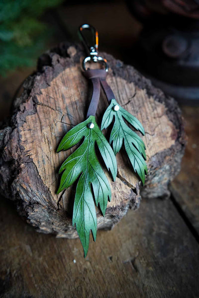 Mugwort Leather Bag Charm or Keychain