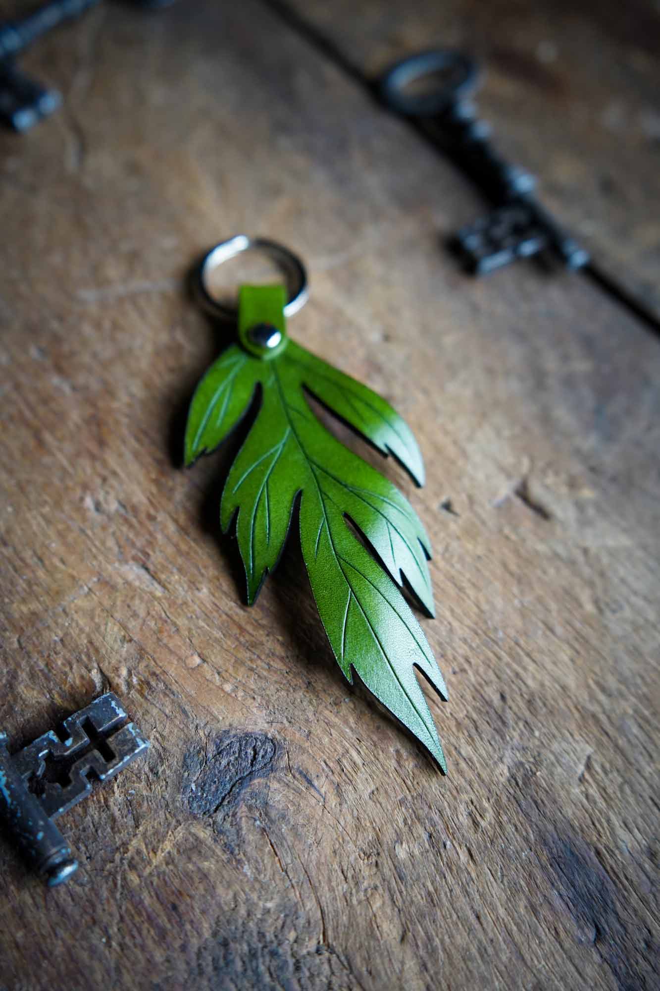 Mugwort Leather Keychain