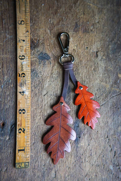 Oak Leaf - Leather Bag Charm Choose Your Color