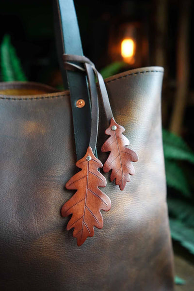 Oak Leaf - Leather Bag Charm