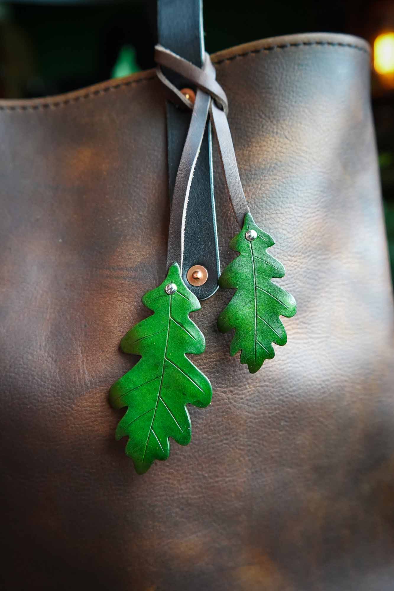 Oak Leaf - Leather Bag Charm