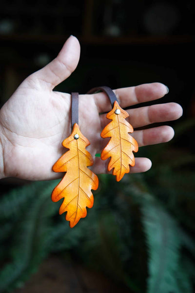 Oak Leaf - Leather Bag Charm