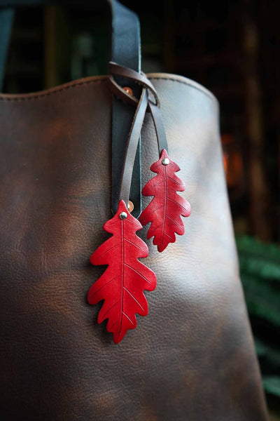 Oak Leaf - Leather Bag Charm