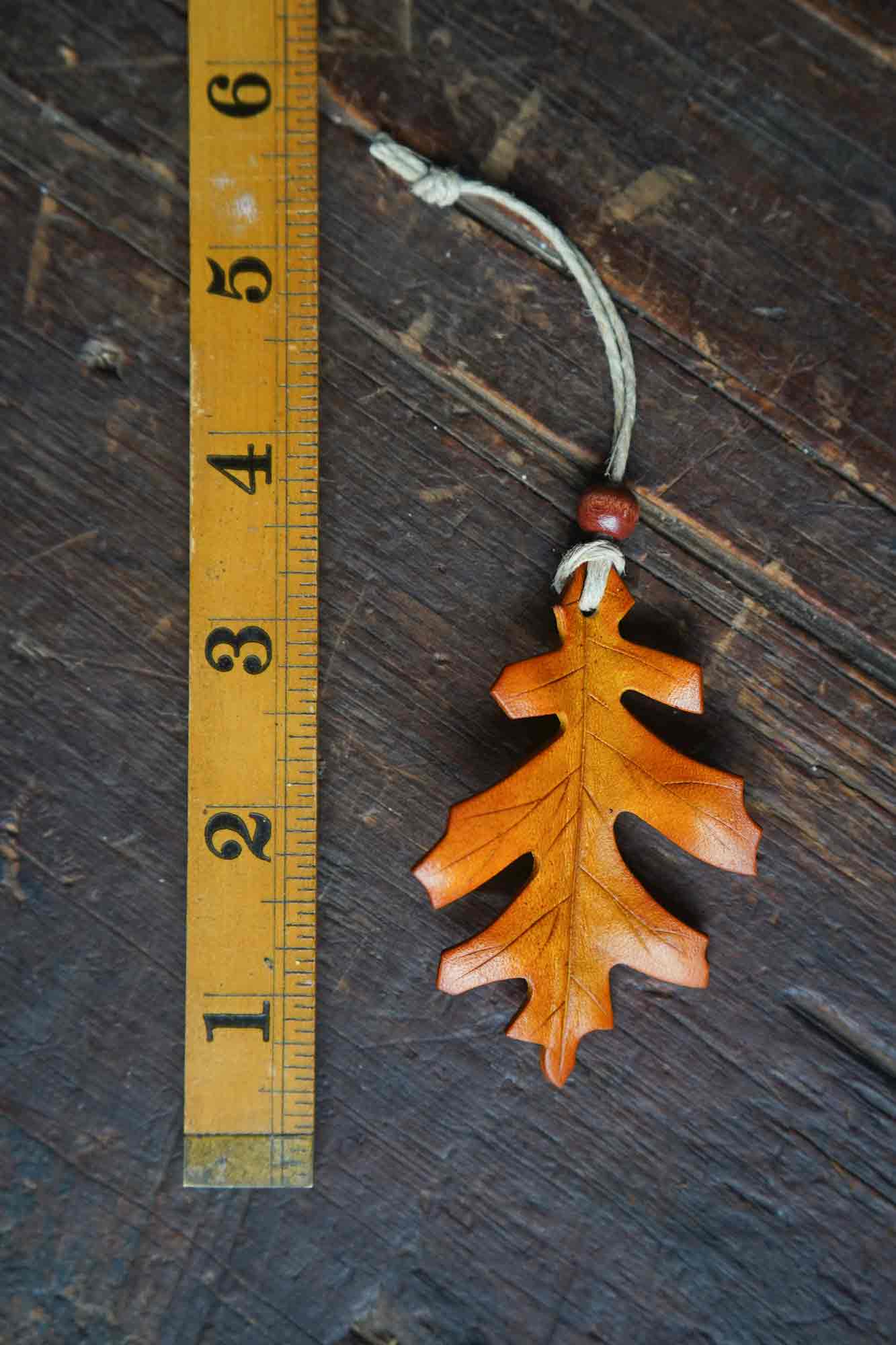 Oak Leaf Leather Ornament