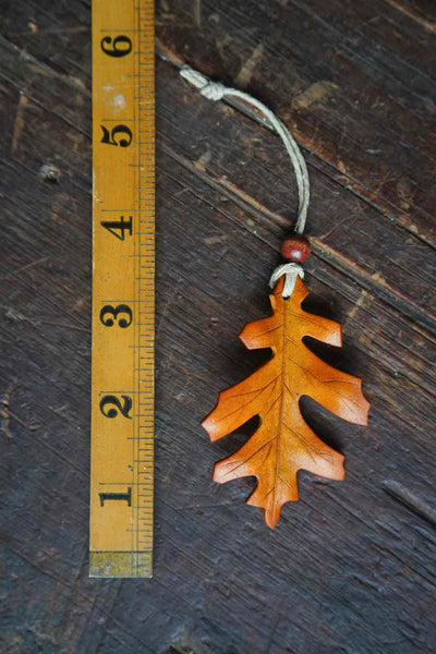 Oak Leaf Leather Ornament