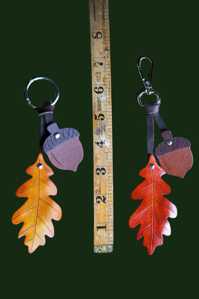 Oak Leaf and Acorn - Leather Bag Charm