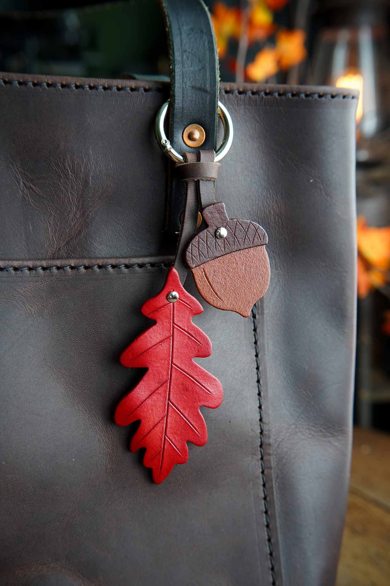 Oak Leaf and Acorn - Leather Bag Charm