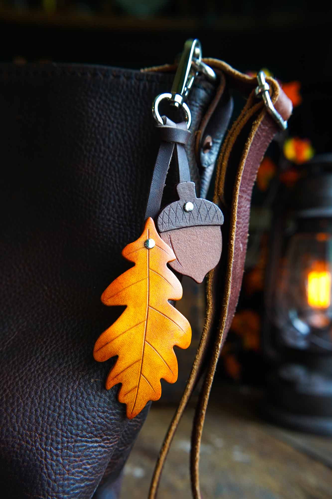 Oak Leaf and Acorn - Leather Bag Charm