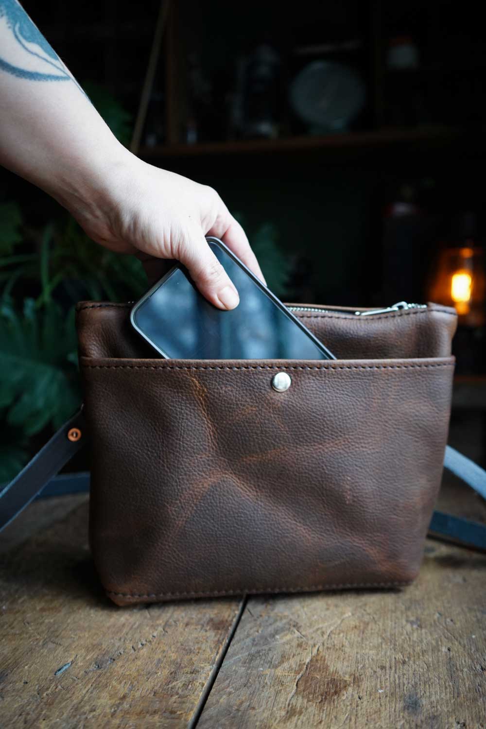 Overcross - Leather Crossbody with Pocket