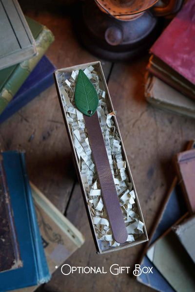 Personalized Leather Ginkgo Leaf Bookmark