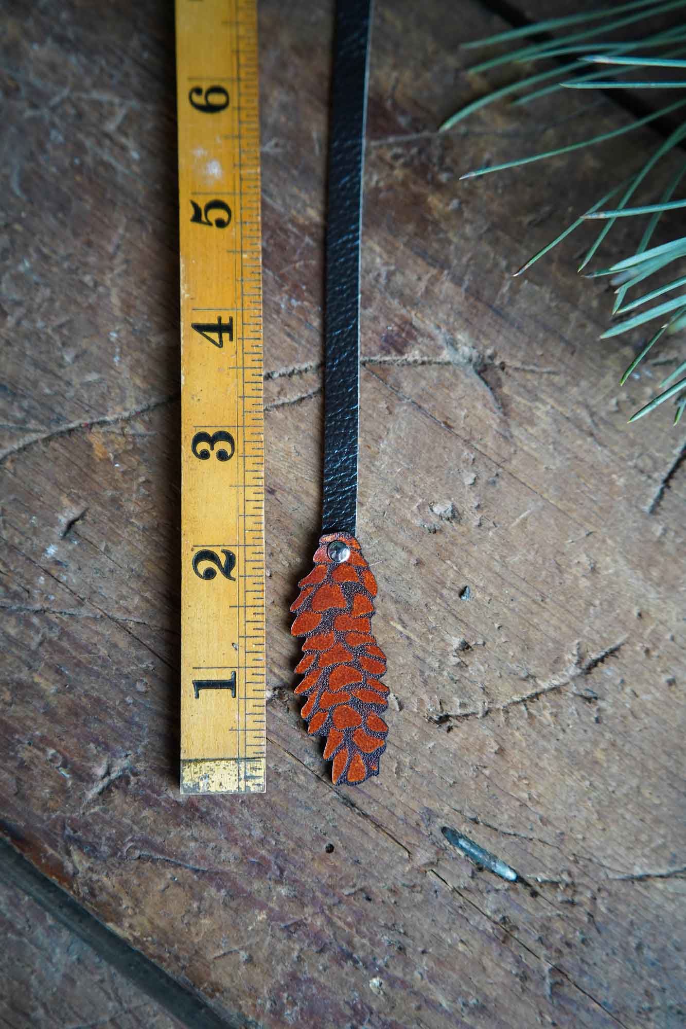 Pinecone Bookmark - Recycled Leather