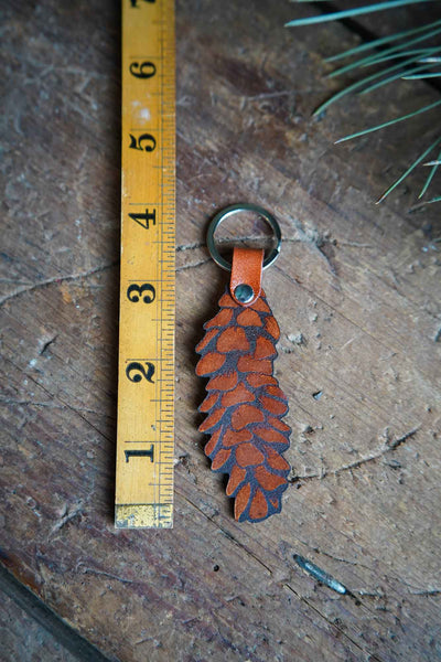 Pinecone Leather Keychain