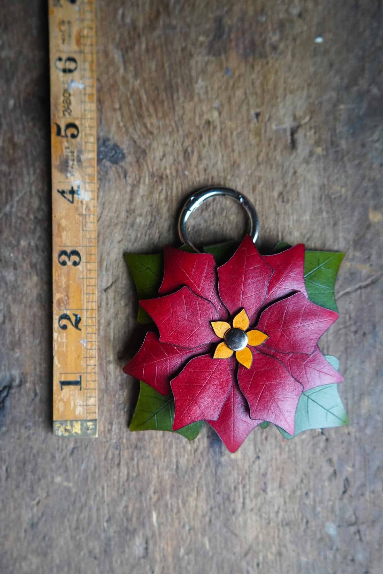 Poinsettia - Leather Bag Charm