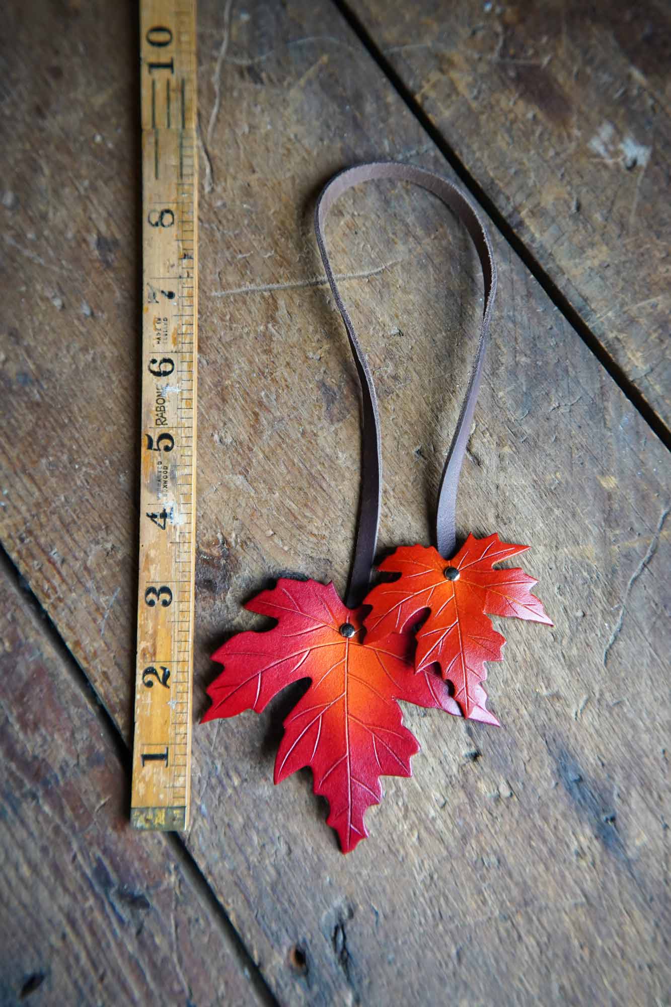 Sugar Maple Leaf - Leather Bag Charm Choose Your Colors