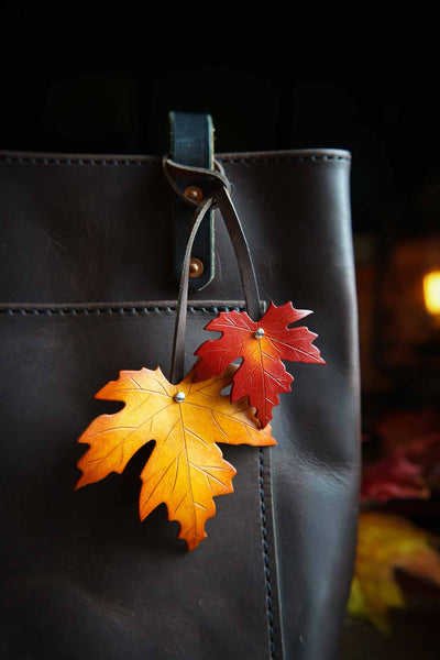 Sugar Maple Leaf - Leather Bag Charm Choose Your Colors