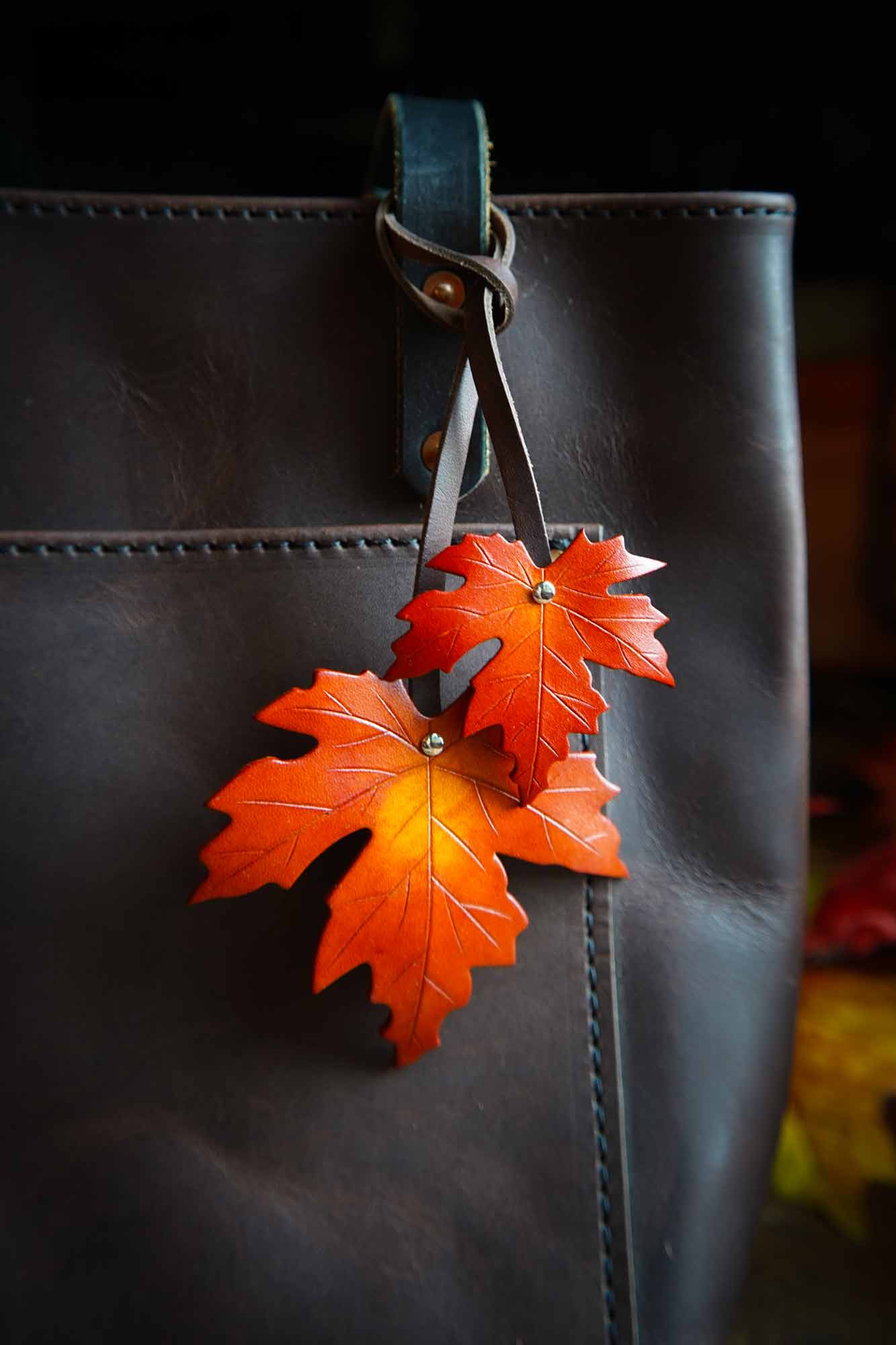 Sugar Maple Leaf - Leather Bag Charm