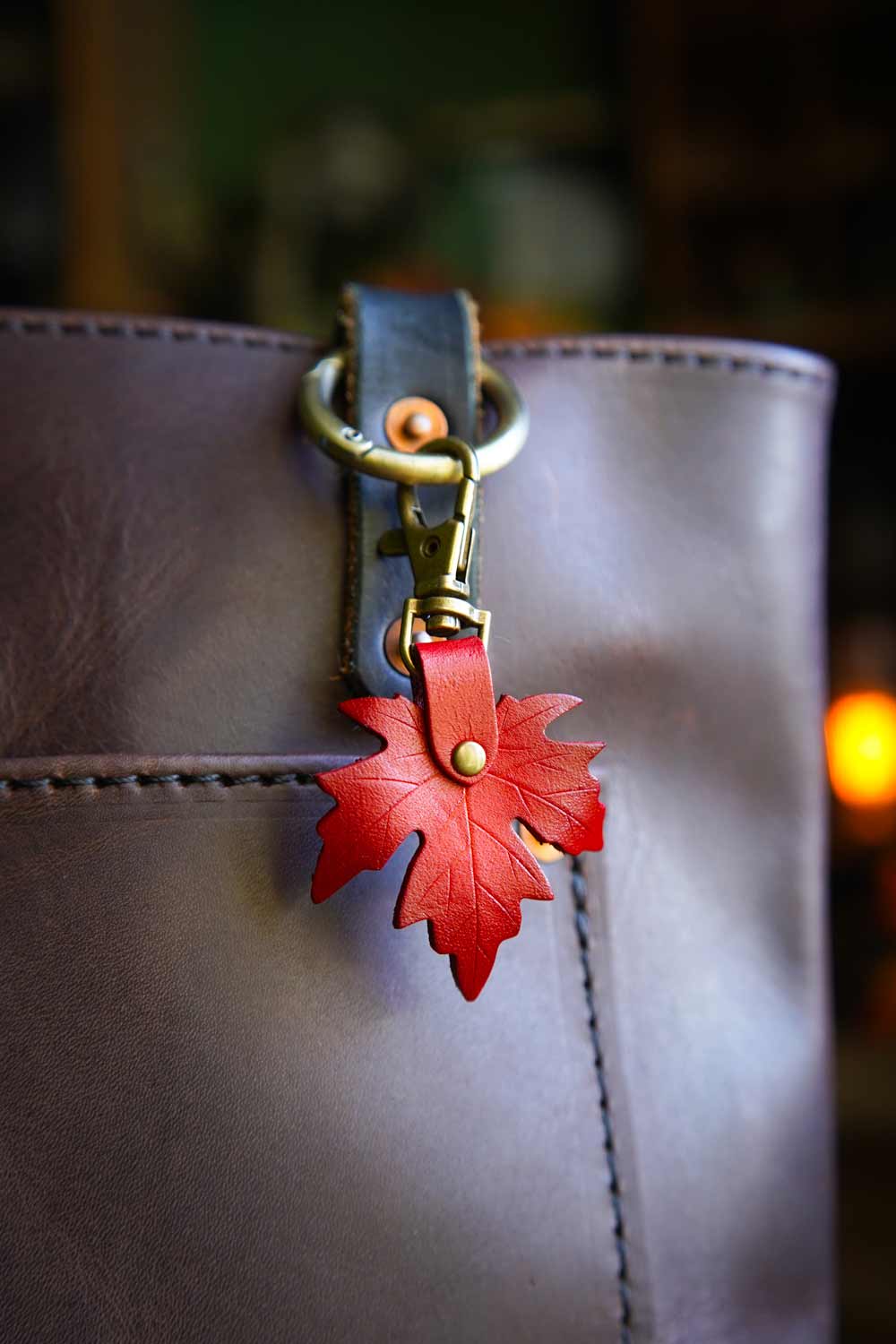 Sugar Maple Leaf - Mini Leather Bag Charm