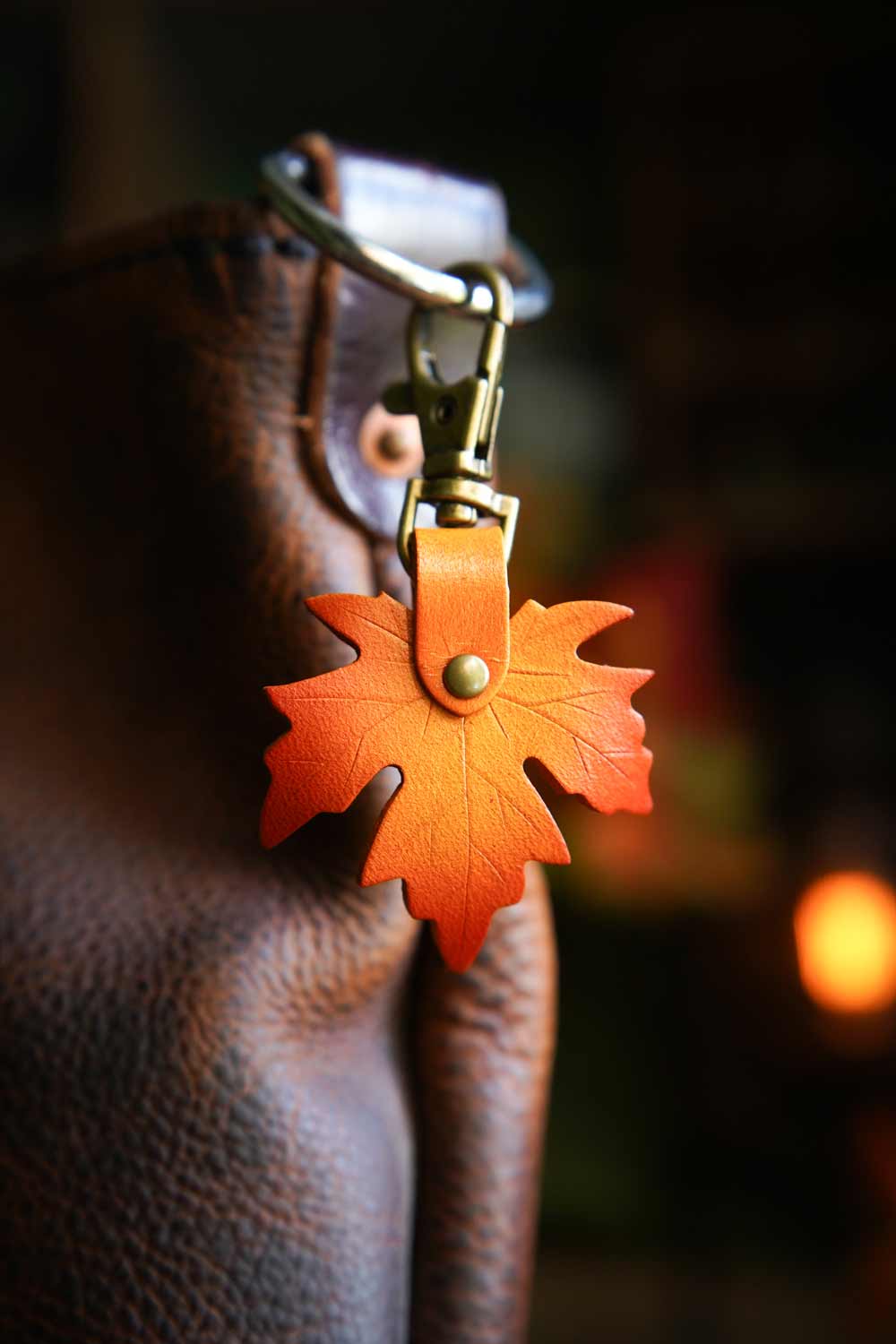 Sugar Maple Leaf - Mini Leather Bag Charm