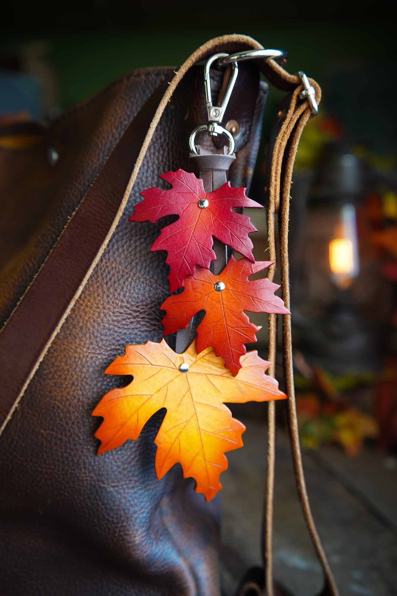 Sugar Maple Triple Leaf - Leather Bag Charm