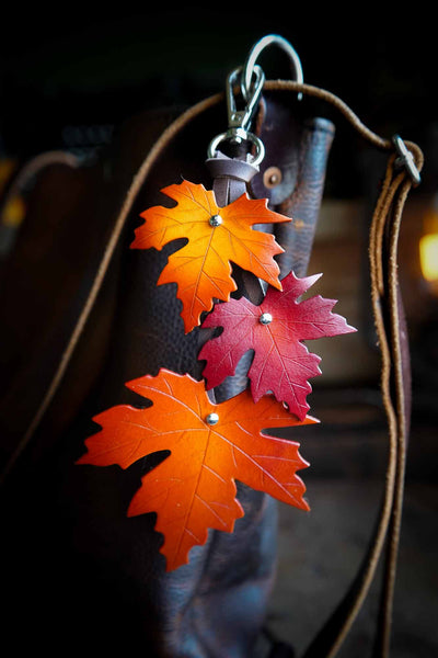 Sugar Maple Triple Leaf - Leather Bag Charm