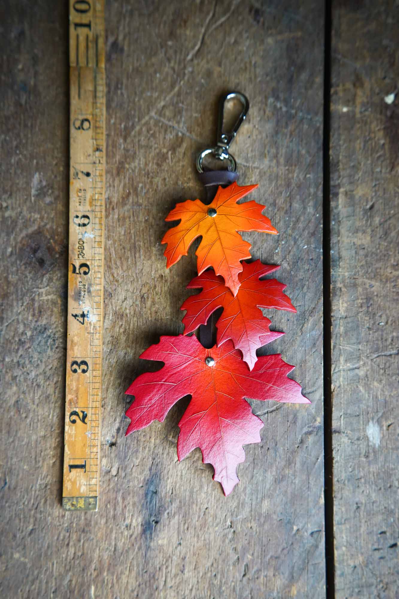 Sugar Maple Triple Leaf - Leather Bag Charm