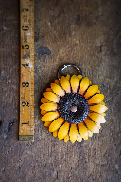 Sunflower - Leather Bag Charm or Keychain