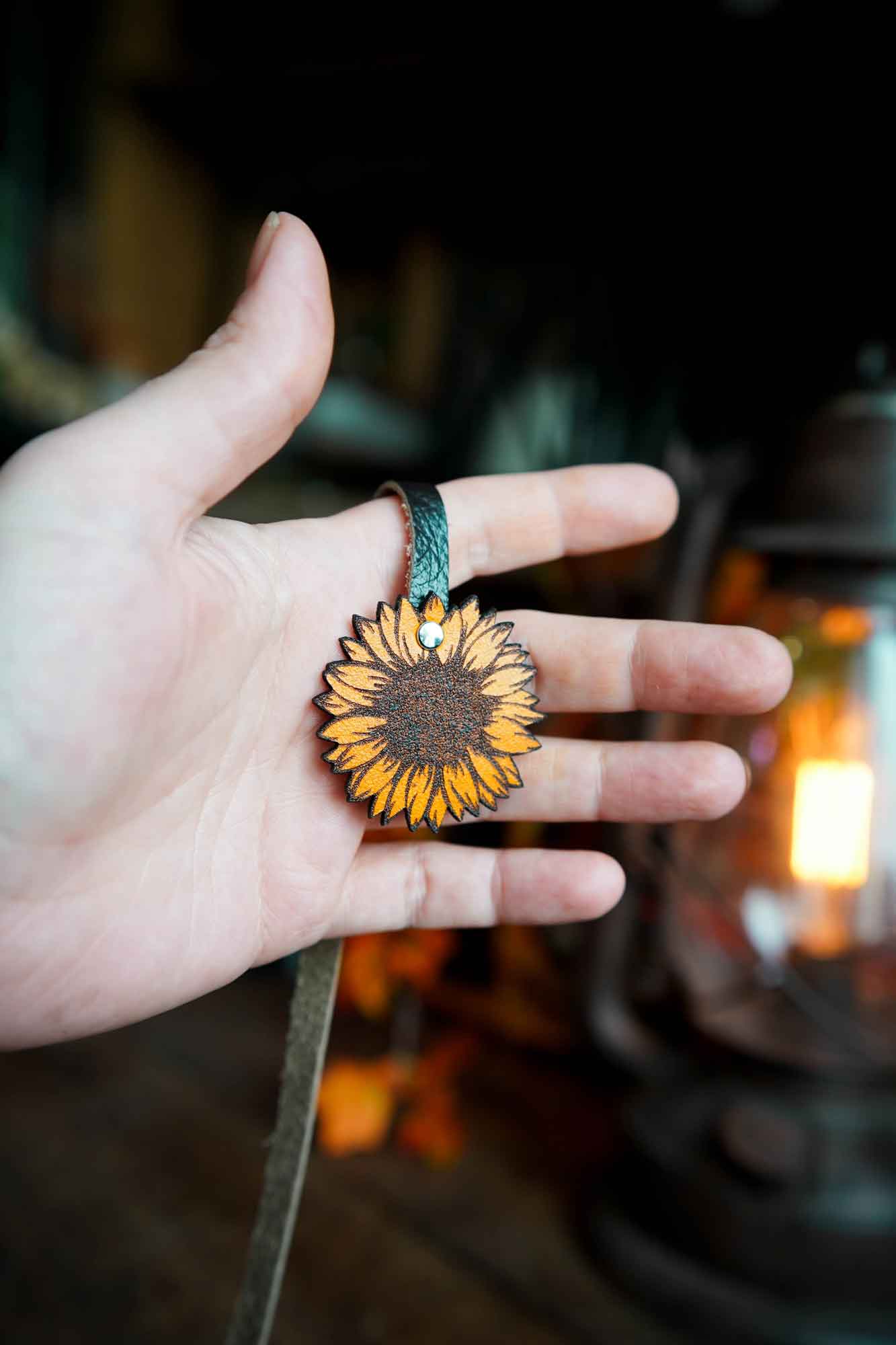 Sunflower Bookmark - Recycled Leather