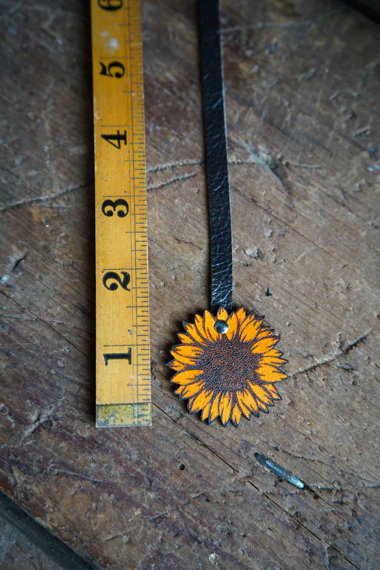 Sunflower Bookmark - Recycled Leather