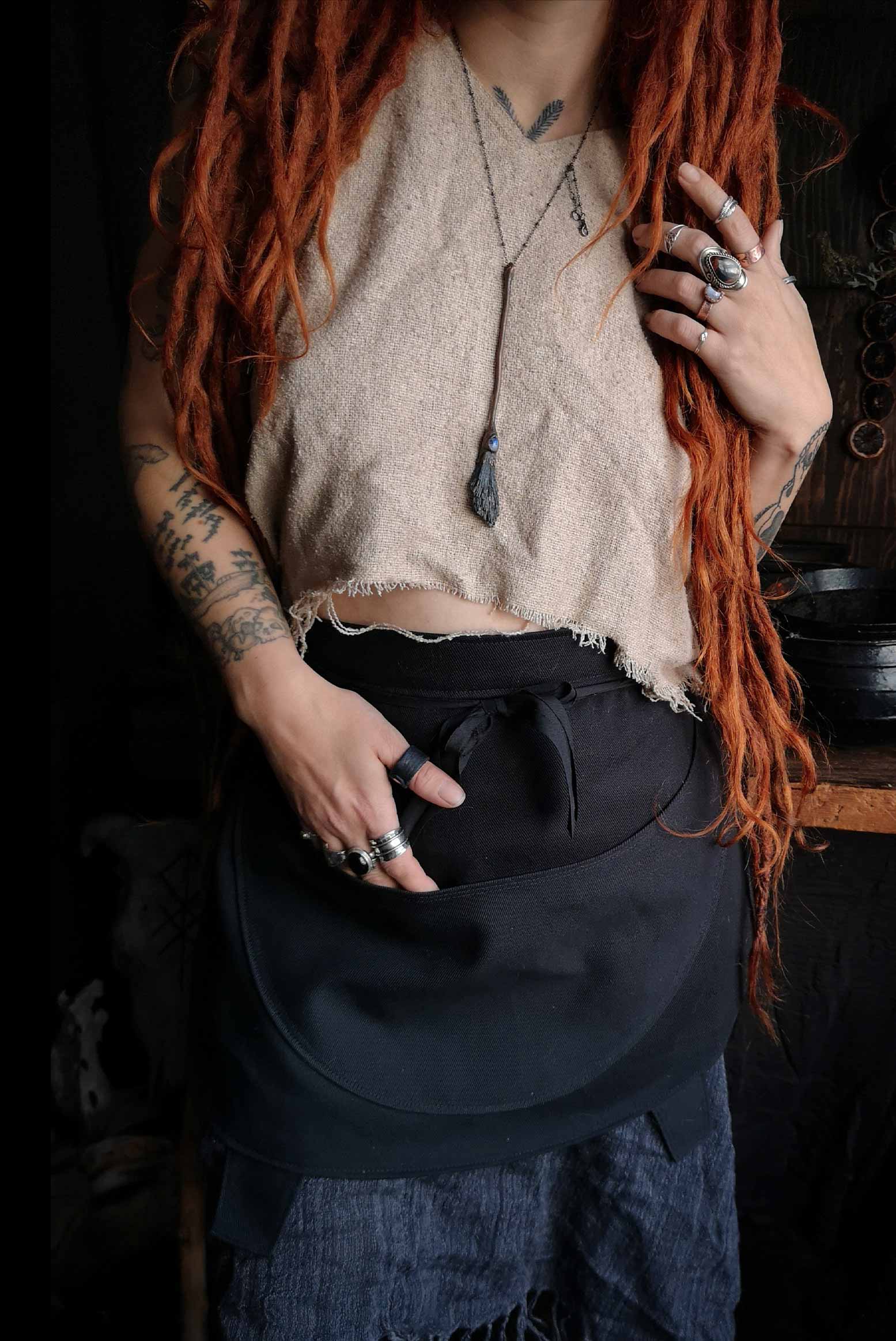 Cauldron Apron Small - Moon Pocket - Handmade In Canada- Hammerthreads
