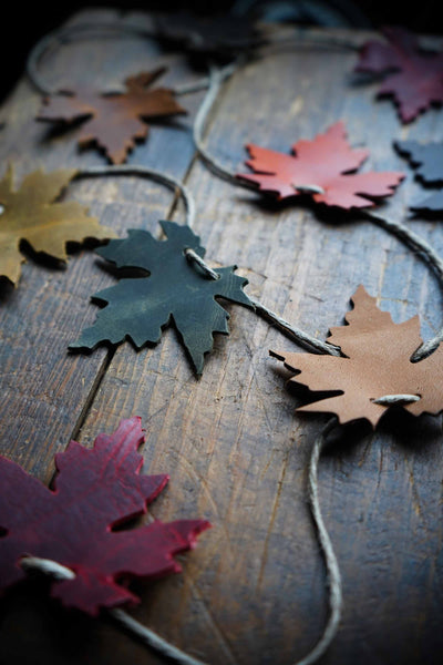 Maple Leaf Garland - Recycled Leather Decor