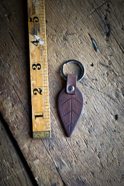 Leather Leaf Keychain Browns