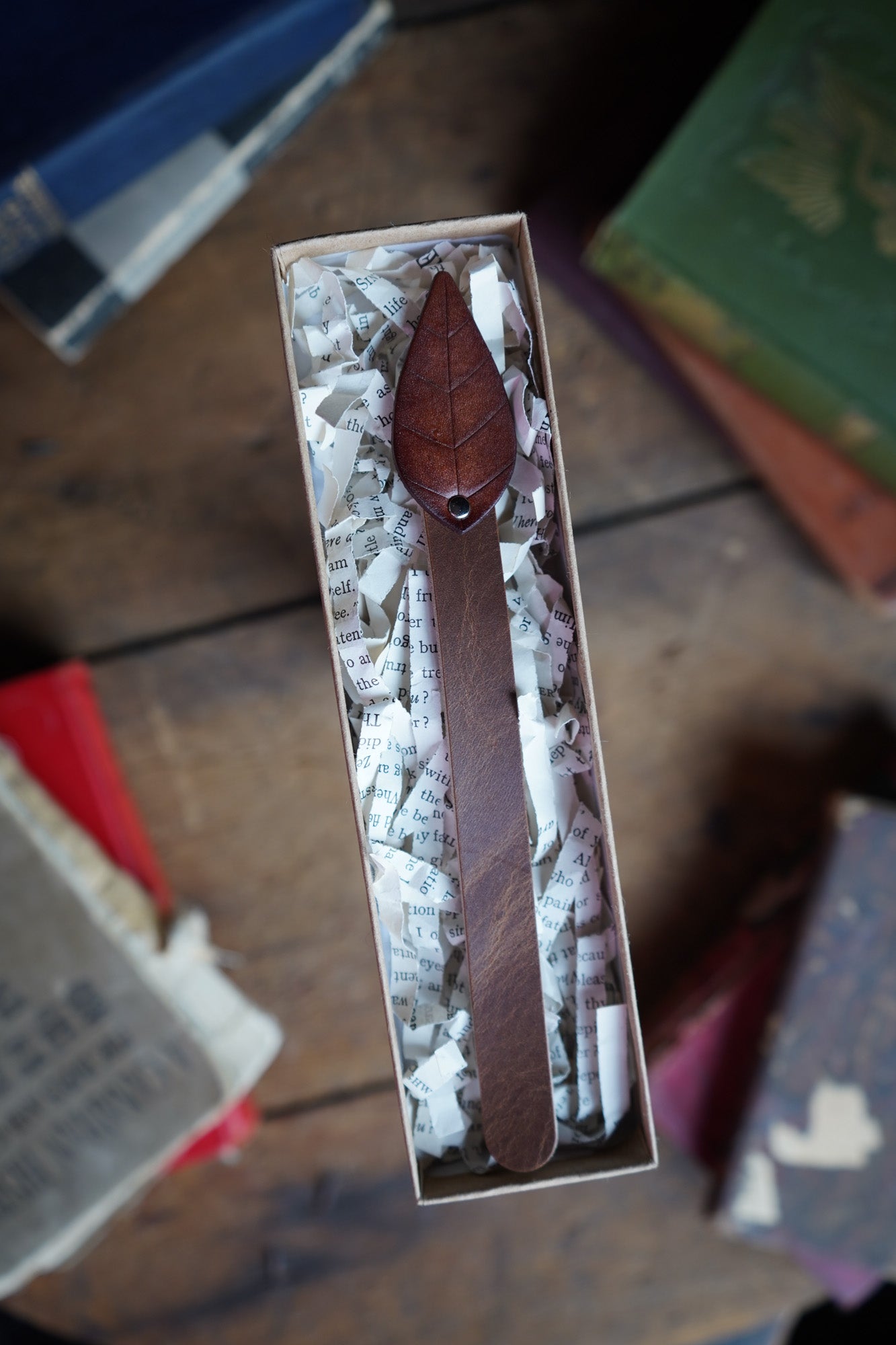 Personalized Leather Brown Leaf Bookmark - Made In Canada - Hammerthreads