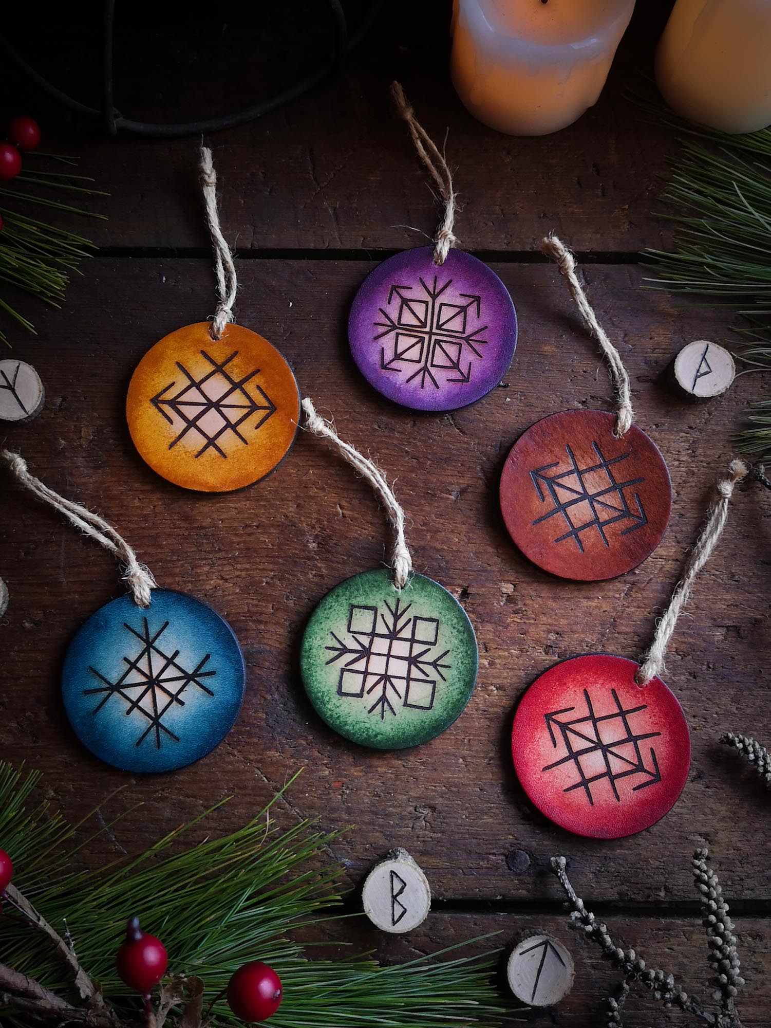 Runic Leather Ornament - Hammerthreads - Handmade In Canada