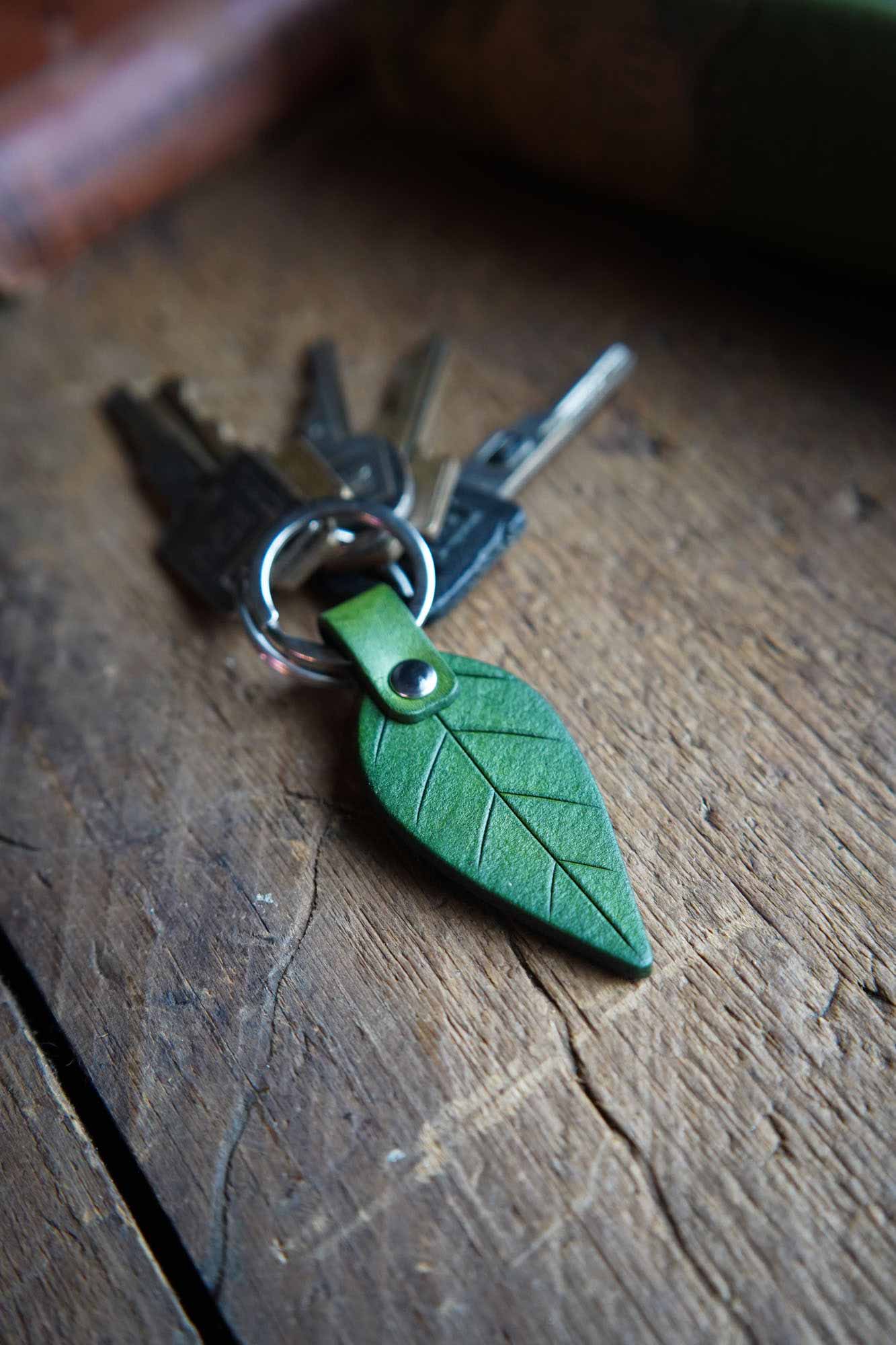 Leather Leaf Keychain