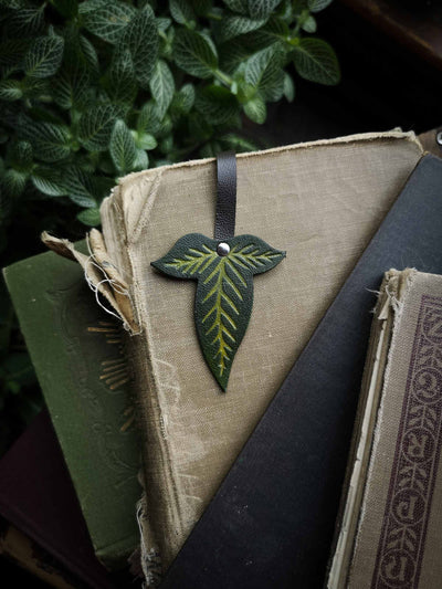 Elven Leaf Leather Bookmark